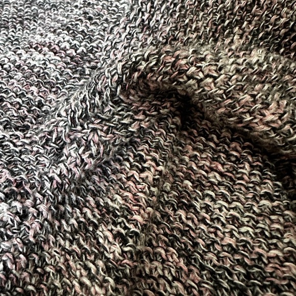 H&M Pink Black Marled Sweater Space Dye V-neck Long Sleeve Pullover Size Medium - Picture 9 of 11